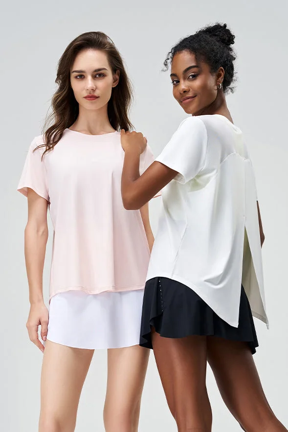 SVL Women's T-shirt with Half Slit Back - White - SVL