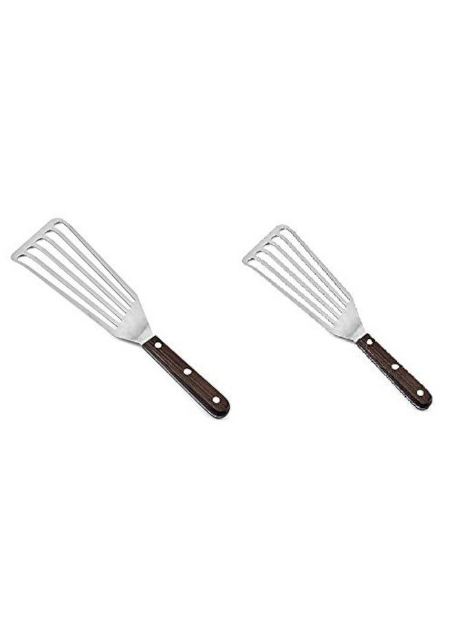 P-Plus International Fish Spatula 2-Piece Stainless Steel Fish Slice Flexible Fish Turner, 12.5" Long Slotted Spatula for Turning & Flipping Big + Small - Image 1