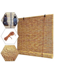 HOME TASTE TOMSUN Natural Bamboo Blinds Roller Sun Shade With Accessories 120 X 200 Cm Outdoor UV Protection Breathable Roman Window Covering  - Image 1