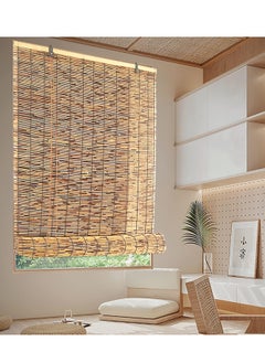 HOME TASTE TOMSUN Natural Bamboo Blinds Roller Sun Shade With Accessories 120 X 200 Cm Outdoor UV Protection Breathable Roman Window Covering  - Image 4