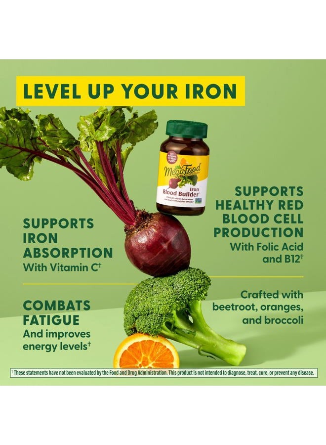 MegaFood Blood Builder - Iron Supplement Clinically Shown to Increase Iron Levels without Side Effects - Iron Supplement for Women with Vitamin C, Vitamin B12 and Folic Acid - Vegan - 60 Tabs  - Image 4