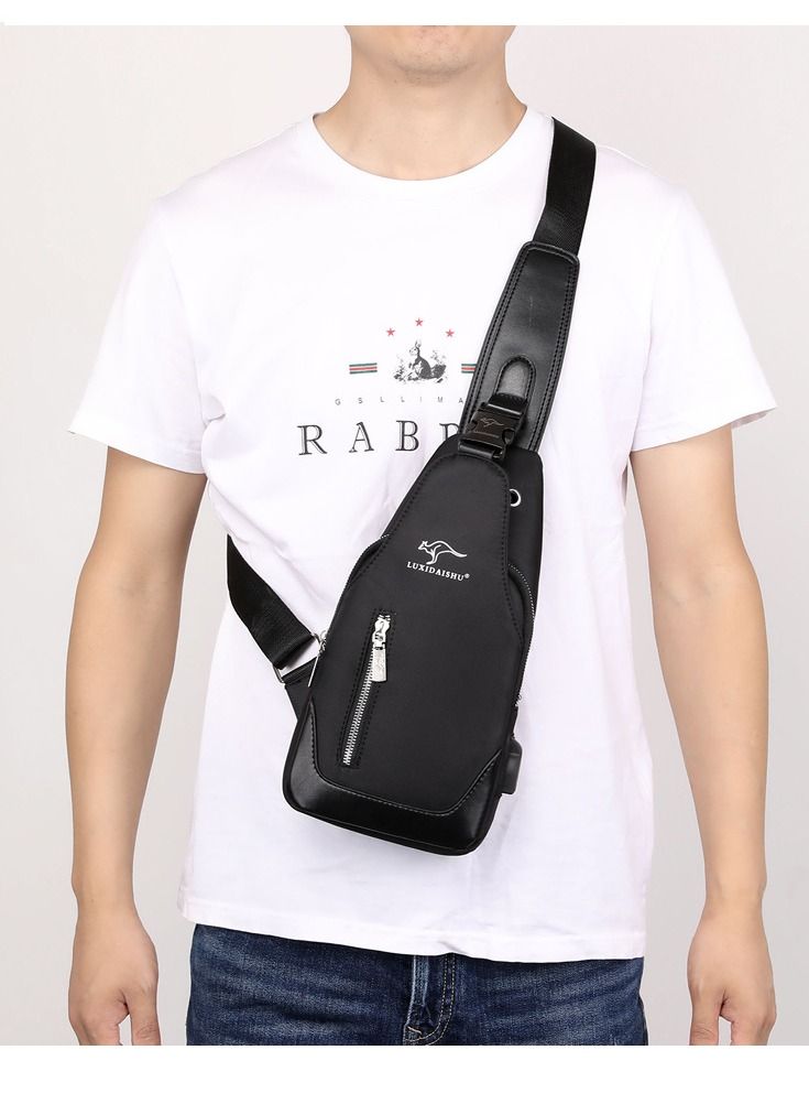 DubaiGallery Multifunctional Patent Leather Chest Bag Men Waterproof Crossbody Bag Anti Theft Travel Bag Male USB Charging Chest Bag Pack - Image 2