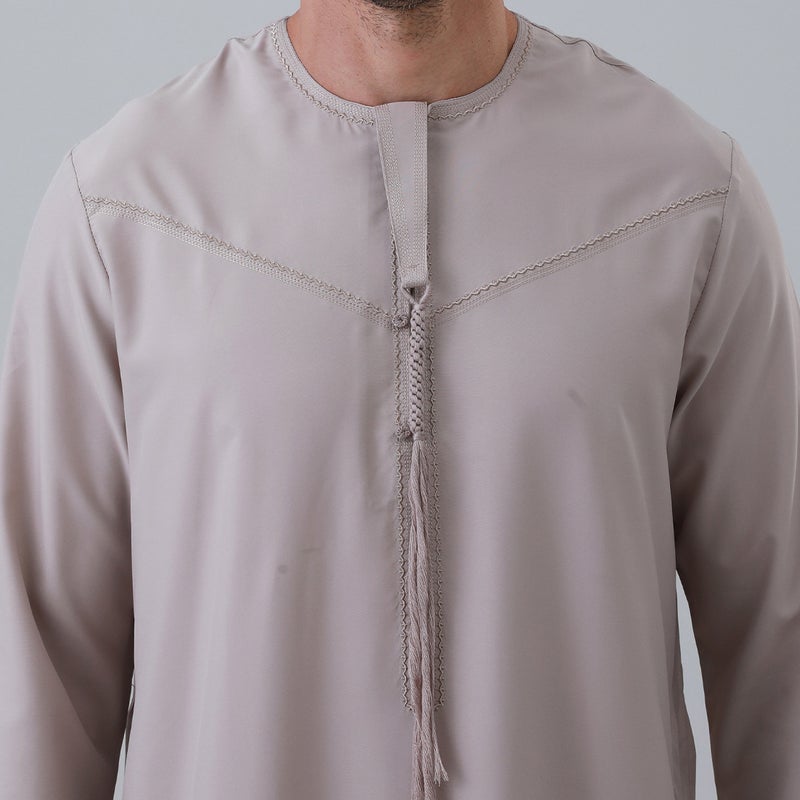 ثوب رجالي كاجوال من أبريكوت، بذلة طويلة الأكمام للارتداء الخارجي - Image 4
