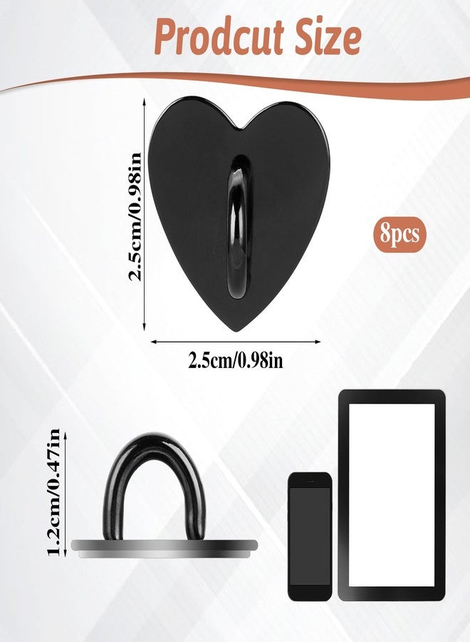 Styquenzer 8 Pcs Cell Phone Finger Ring Heart Phone Grip Metal Cell Phone Charm Finger Rings Phone Finger Grip Loop Stand Cute Cell Phone Accessories Finger Grip for DIY Phone Case Pad Tablet Supplies - Image 2