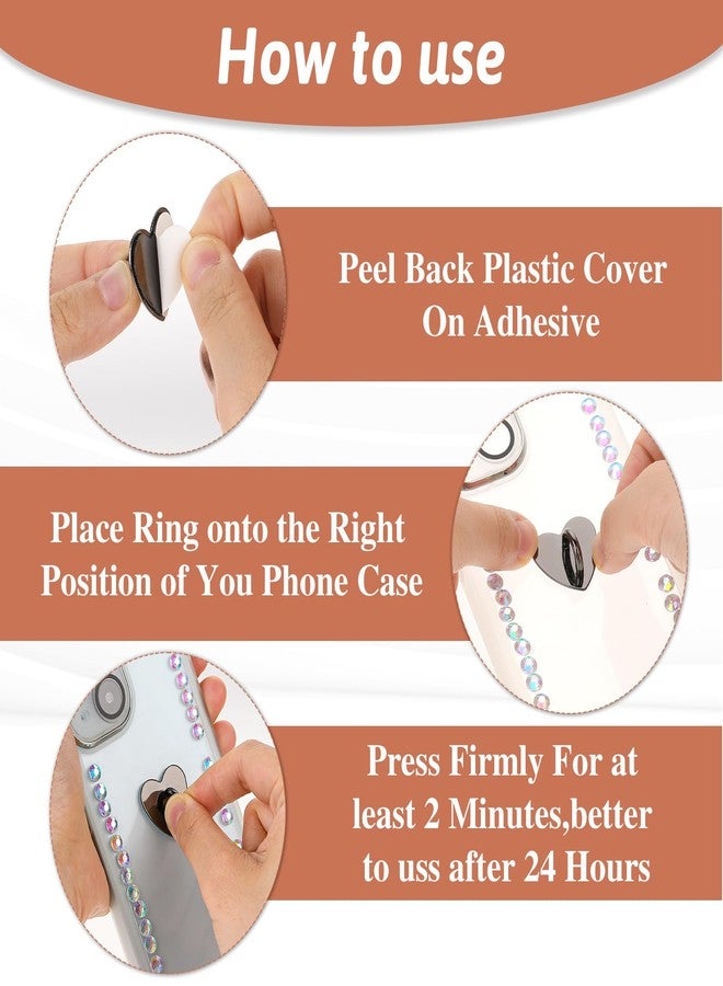 Styquenzer 8 Pcs Cell Phone Finger Ring Heart Phone Grip Metal Cell Phone Charm Finger Rings Phone Finger Grip Loop Stand Cute Cell Phone Accessories Finger Grip for DIY Phone Case Pad Tablet Supplies - Image 3