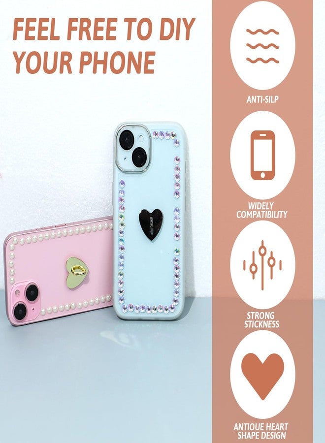 Styquenzer 8 Pcs Cell Phone Finger Ring Heart Phone Grip Metal Cell Phone Charm Finger Rings Phone Finger Grip Loop Stand Cute Cell Phone Accessories Finger Grip for DIY Phone Case Pad Tablet Supplies - Image 5