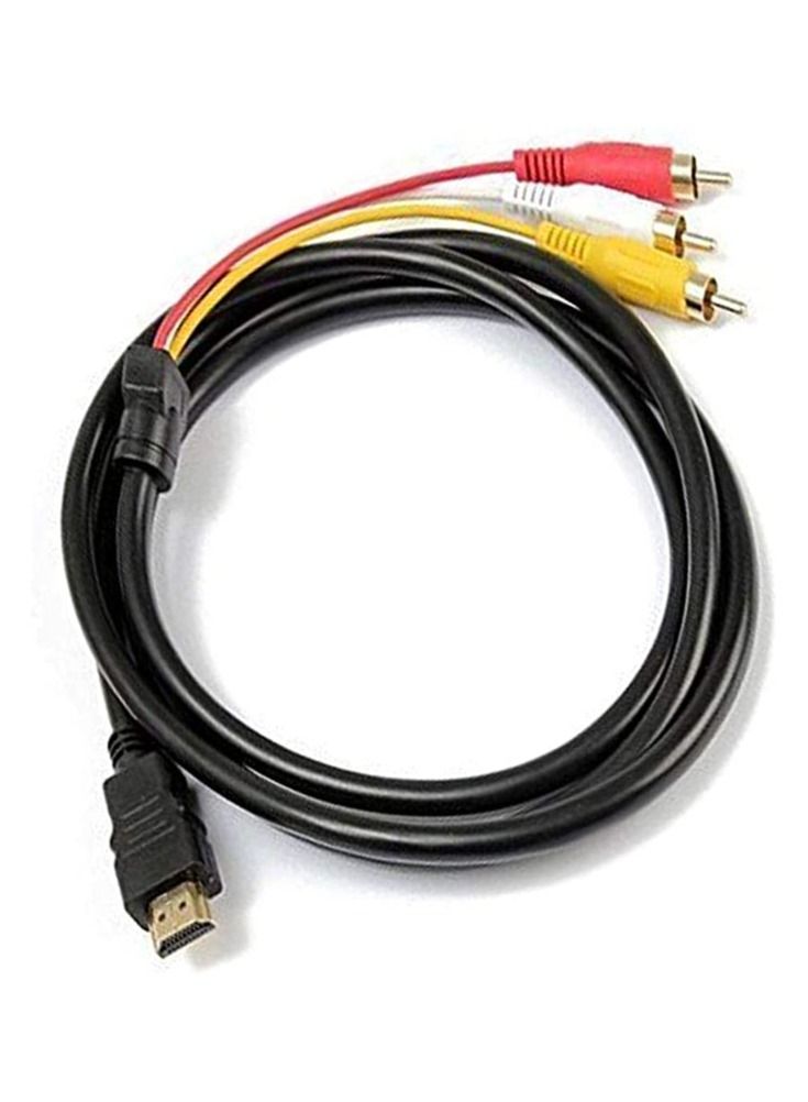 5 Feet 1080P HDTV HDMI Male to 3 RCA Audio Video AV Cable Cord Adapter Black - Image 1