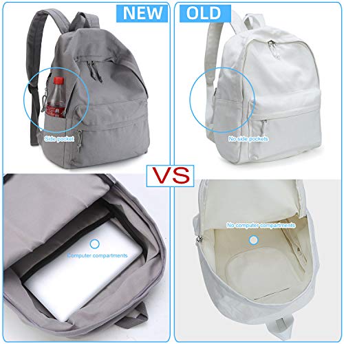 Zicac Unisex DIY Canvas Backpack Daypack Satchel Backpack (Gray, With Side Pocket) - Image 3