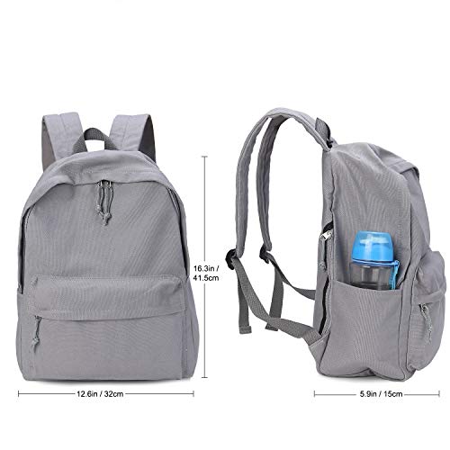 Zicac Unisex DIY Canvas Backpack Daypack Satchel Backpack (Gray, With Side Pocket) - Image 4
