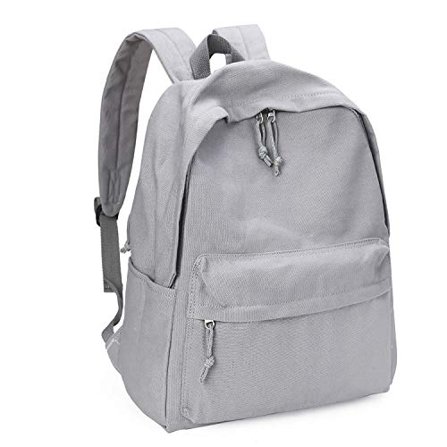 Zicac Unisex DIY Canvas Backpack Daypack Satchel Backpack (Gray, With Side Pocket) - Image 1