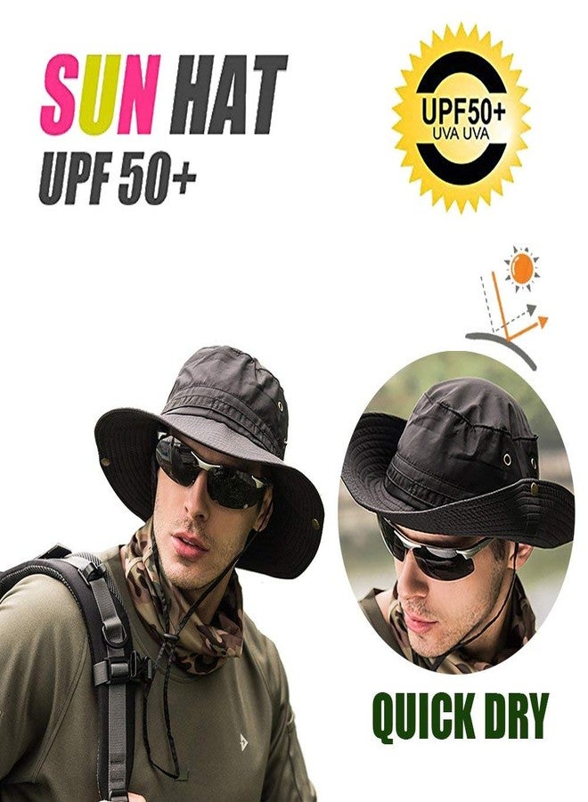 Gustave Men's and Women's Cap Fishing Summer UPF 50+ UV Protection Waterproof Safari Adventure Camping Hiking Hunting Travel Beach Bucket Caps Wide Brim Hat (Black, Free Size) - Image 3
