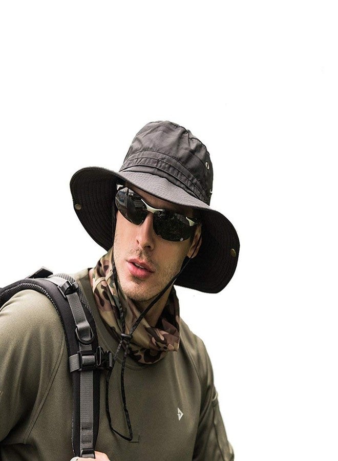 Gustave Men's and Women's Cap Fishing Summer UPF 50+ UV Protection Waterproof Safari Adventure Camping Hiking Hunting Travel Beach Bucket Caps Wide Brim Hat (Black, Free Size) - Image 1