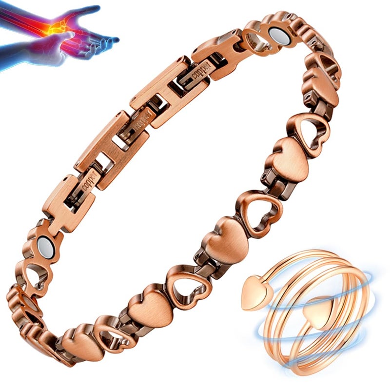 Vicmag Copper Bracelet for Women Ultra Strength Magnetic Bracelets with Effective Magnets 999 Pure Copper Jewelry Present with Adjustment Tool