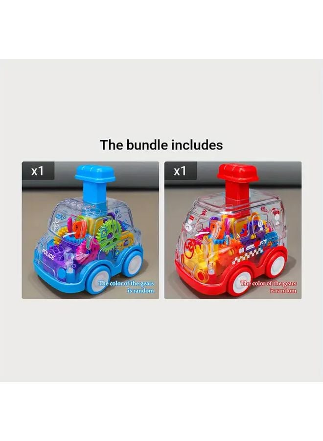 Inertia Powered Transparent Gear Race Car Durable Safe Drop Proof Toy Blue Red - Image 1