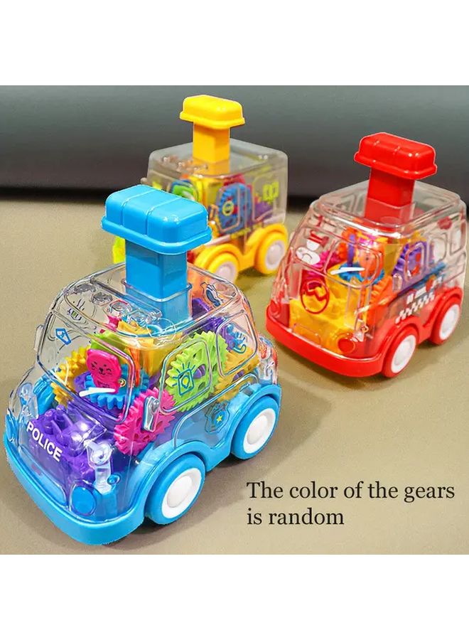 Inertia Powered Transparent Gear Race Car Durable Safe Drop Proof Toy Blue Red - Image 2