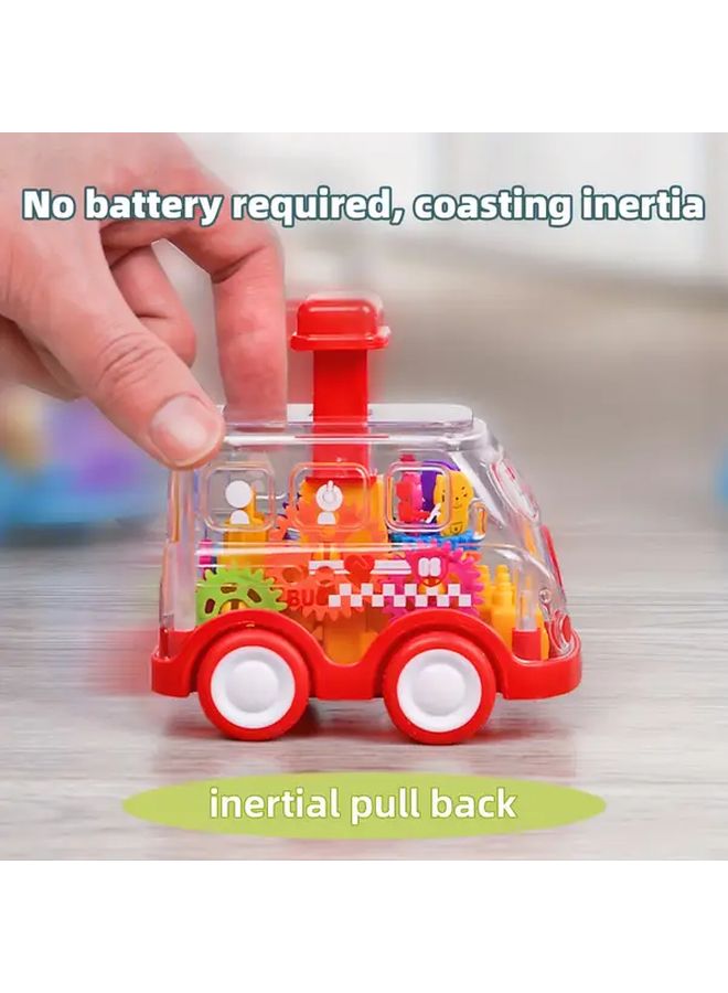 Inertia Powered Transparent Gear Race Car Durable Safe Drop Proof Toy Blue Red - Image 5