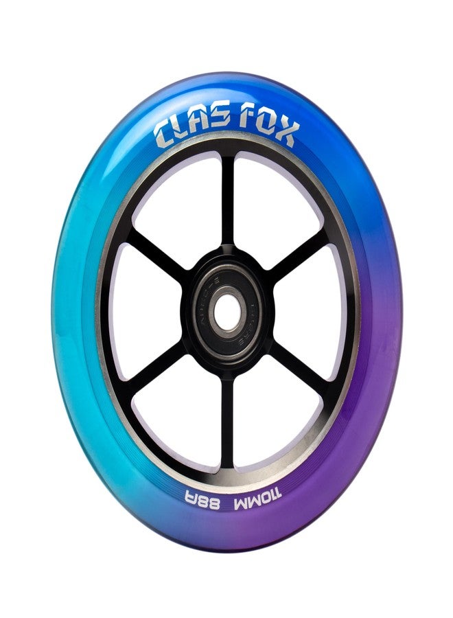 CLAS FOX عجلات CLAS FOX Mixture Wheels 88A Pro Stunt Scooter Wheels زوج واحد مع محامل ABEC-9 قلب معدني CNC (قطعتان) (بنفسجي + أزرق + أخضر، 110 مم) - Image 5
