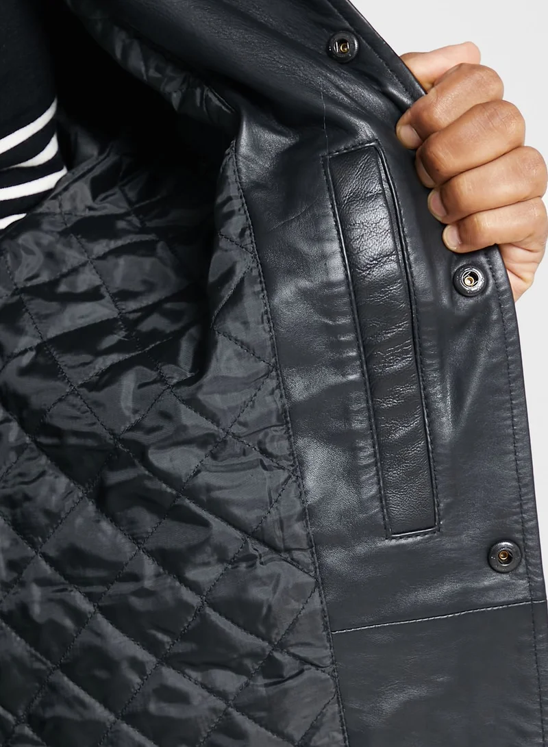 TOPMAN Graphic Leather Jacket
