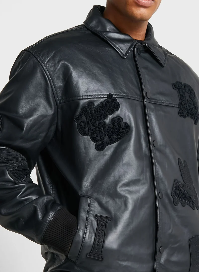 TOPMAN Graphic Leather Jacket