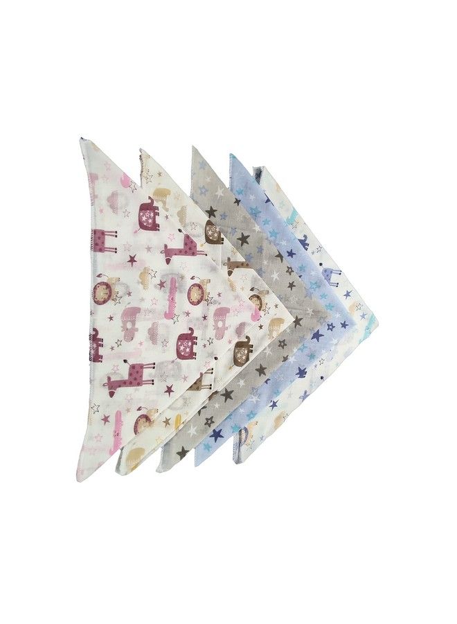 Trance Home Linen Super Soft 100% Cotton Thin Malmal Face Towels ; Reusable Hygiene Wash Cloth ; Napkin For New Babies ; Kids Hankies For Children (Small 40 X 40 Cm Animalspack Of 5 Pcs) - Image 1