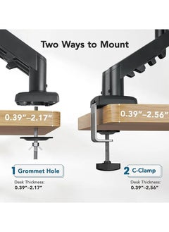 Generic Single Monitor Arm - VESA Mount Aluminum Gas Spring Adjustable Ergonomic Computer Monitor Arm, Swivel Monitor Mount & 2 Grommet Mounting Base for 13-32 inches 2-9kgs Sceens  - Image 5