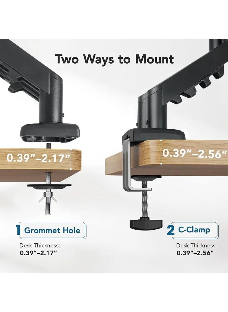 M.A&F's Single Monitor Arm - VESA Mount Aluminum Gas Spring Adjustable Ergonomic Computer Monitor Arm, Swivel Monitor Mount & 2 Grommet Mounting Base for 13-32 inches 2-9kgs Sceens - Image 5