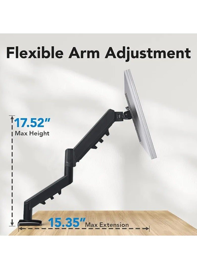 M.A&F's Single Monitor Arm - VESA Mount Aluminum Gas Spring Adjustable Ergonomic Computer Monitor Arm, Swivel Monitor Mount & 2 Grommet Mounting Base for 13-32 inches 2-9kgs Sceens - Image 3