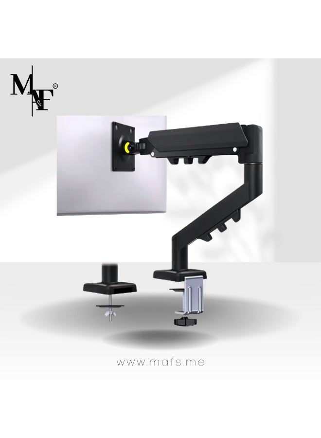 M.A&F's Single Monitor Arm - VESA Mount Aluminum Gas Spring Adjustable Ergonomic Computer Monitor Arm, Swivel Monitor Mount & 2 Grommet Mounting Base for 13-32 inches 2-9kgs Sceens - Image 1