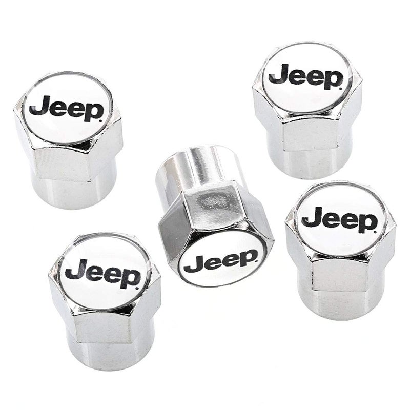 Jeep Logo Black Finish Valve Cap Covers Chrome B