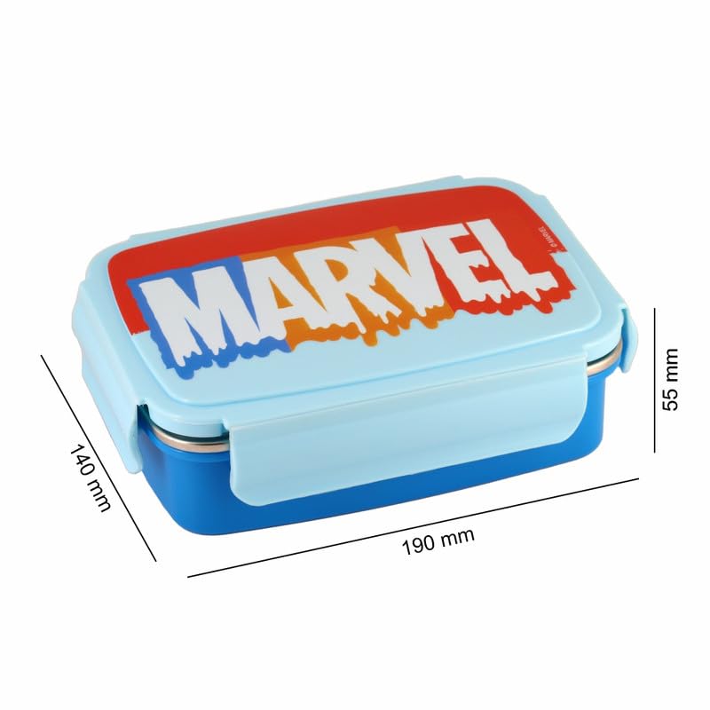 SKi Homeware SKI Crunchy Insulated 2 Grid bento Lunch Box with Stainless Steel Inner and a Spoon-Cum-Fork-Marvel - Image 2