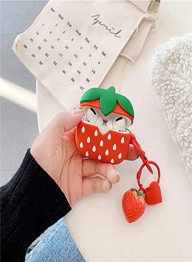 LEWOTE Silicone Case Compatible with Apple Airpods Pro & Pro 2 Funny Cute Cover [Fruit Dessert Series](Strawberry) - Image 5