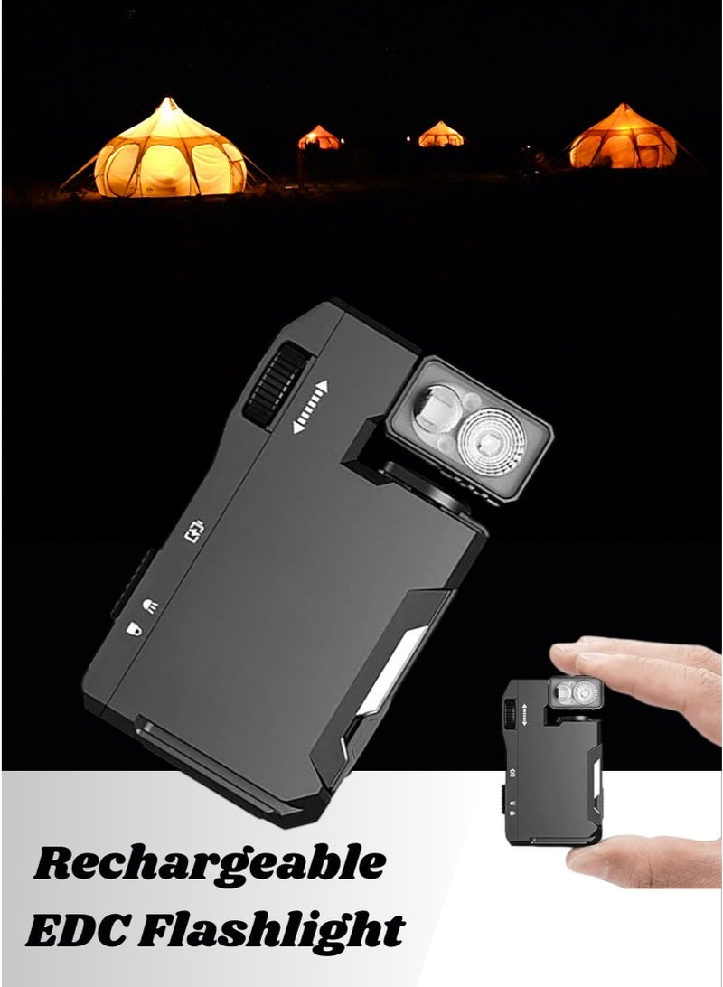 G5 Rechargeable EDC Flashlight | The Ultimate Flashlight for Camping, Car Repairs & Emergencies | 400 Lumens Dual Light Sources Mini Flashlight with RGB Light, Portable Flat Pocket Flashlights | IP68 Waterproof Multi-Mode Magnetic Small Keychain Flashlight | Black - Image 1