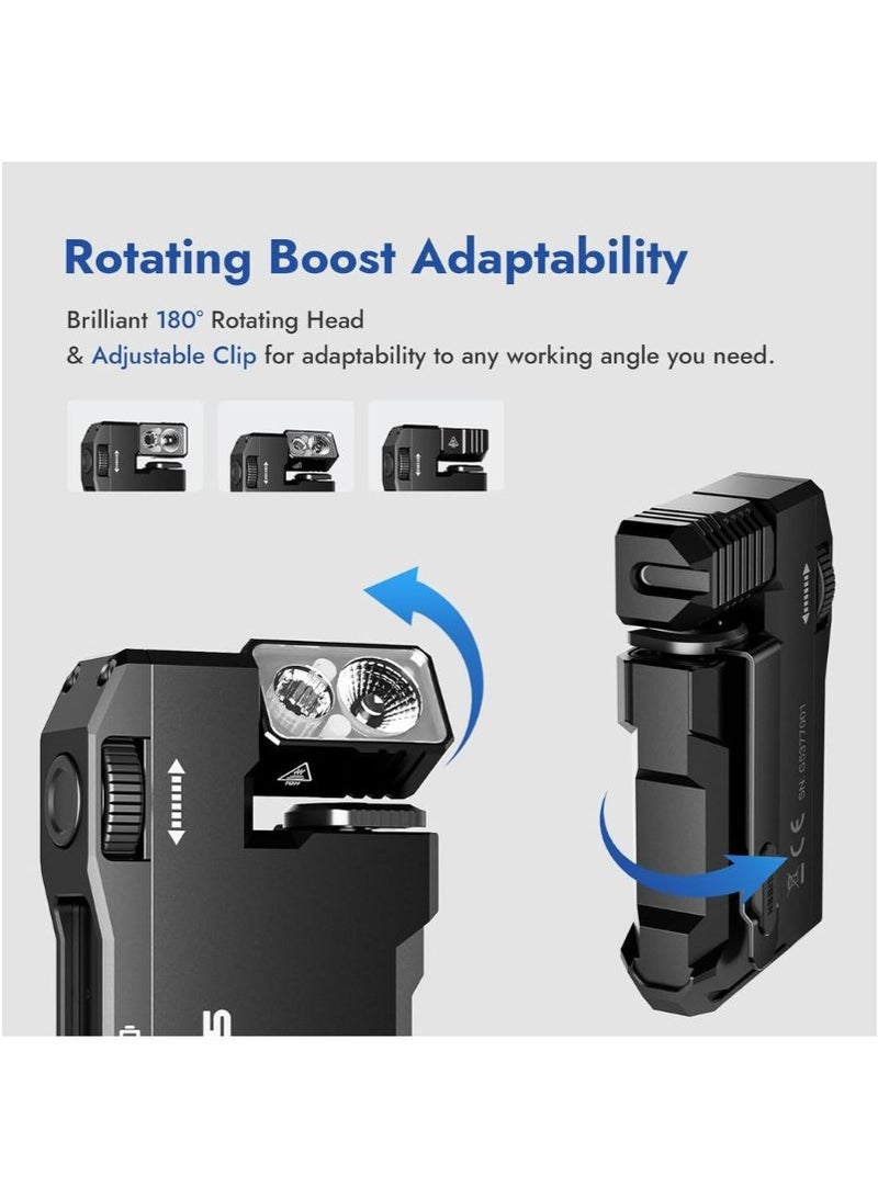 G5 Rechargeable EDC Flashlight | The Ultimate Flashlight for Camping, Car Repairs & Emergencies | 400 Lumens Dual Light Sources Mini Flashlight with RGB Light, Portable Flat Pocket Flashlights | IP68 Waterproof Multi-Mode Magnetic Small Keychain Flashlight | Black - Image 5
