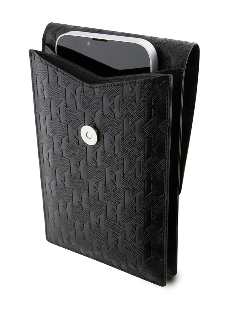 Karl Lagerfeld Saffiano Mono Ikonik Wallet /  Luxurious Design / Leather Material / Document / Money or Key - Black - Image 3