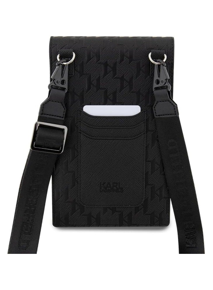 Karl Lagerfeld Saffiano Mono Ikonik Wallet /  Luxurious Design / Leather Material / Document / Money or Key - Black - Image 4