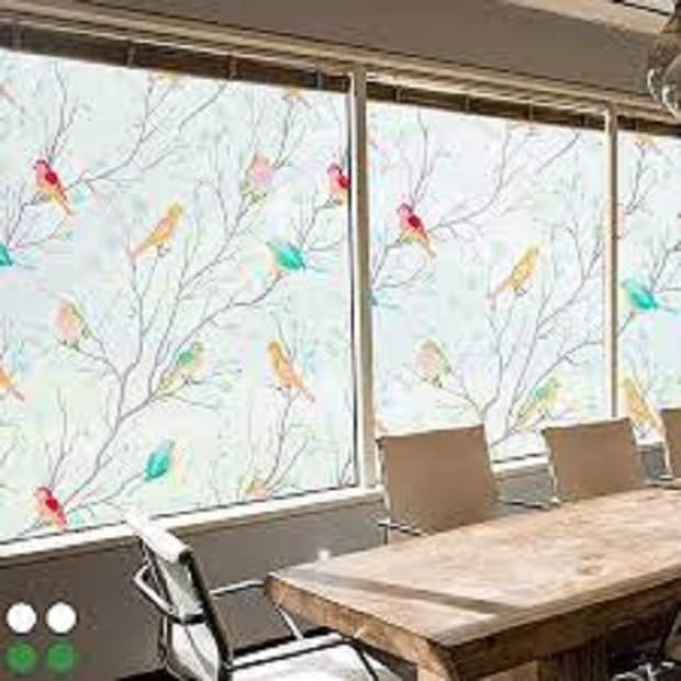 sia Privacy Window Film Self Adhesive Vinyl Static Cling Decorative Glass Film UV Blocking Privacy Glass Stickers for Home Office Kitchen 16 X 200 Inch Golden Morning Glory - Image 5