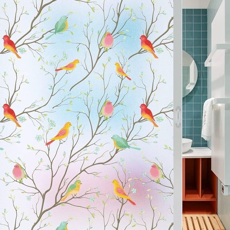 sia Privacy Window Film Self Adhesive Vinyl Static Cling Decorative Glass Film UV Blocking Privacy Glass Stickers for Home Office Kitchen 16 X 200 Inch Golden Morning Glory - Image 1