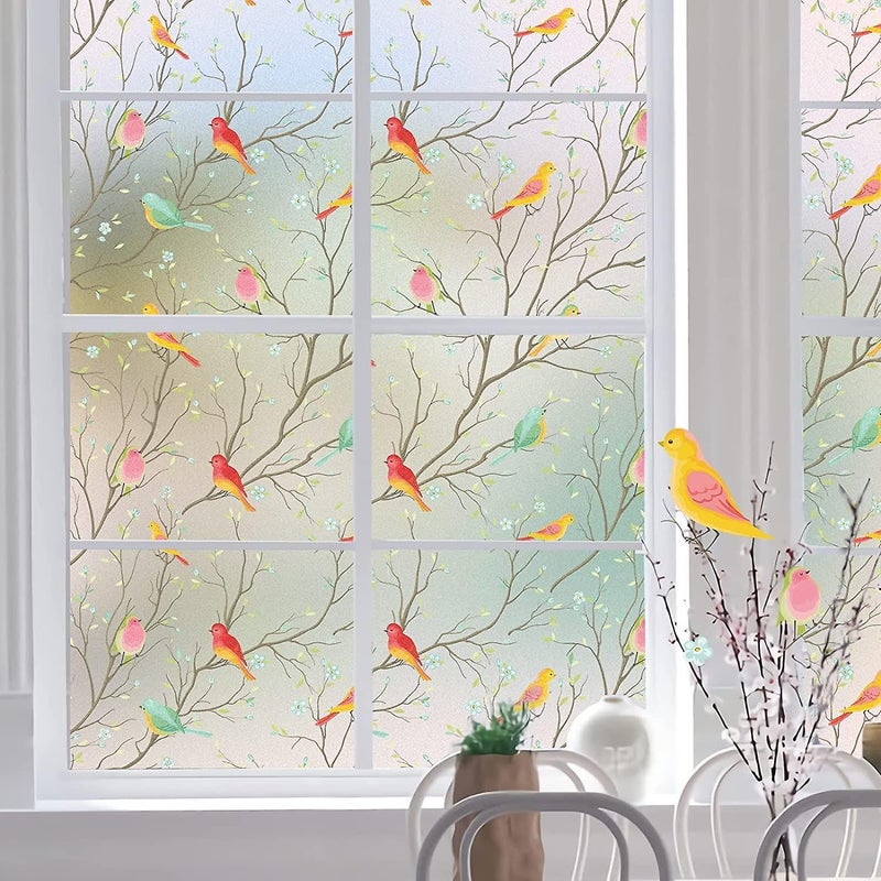 sia Privacy Window Film Self Adhesive Vinyl Static Cling Decorative Glass Film UV Blocking Privacy Glass Stickers for Home Office Kitchen 16 X 200 Inch Golden Morning Glory - Image 2