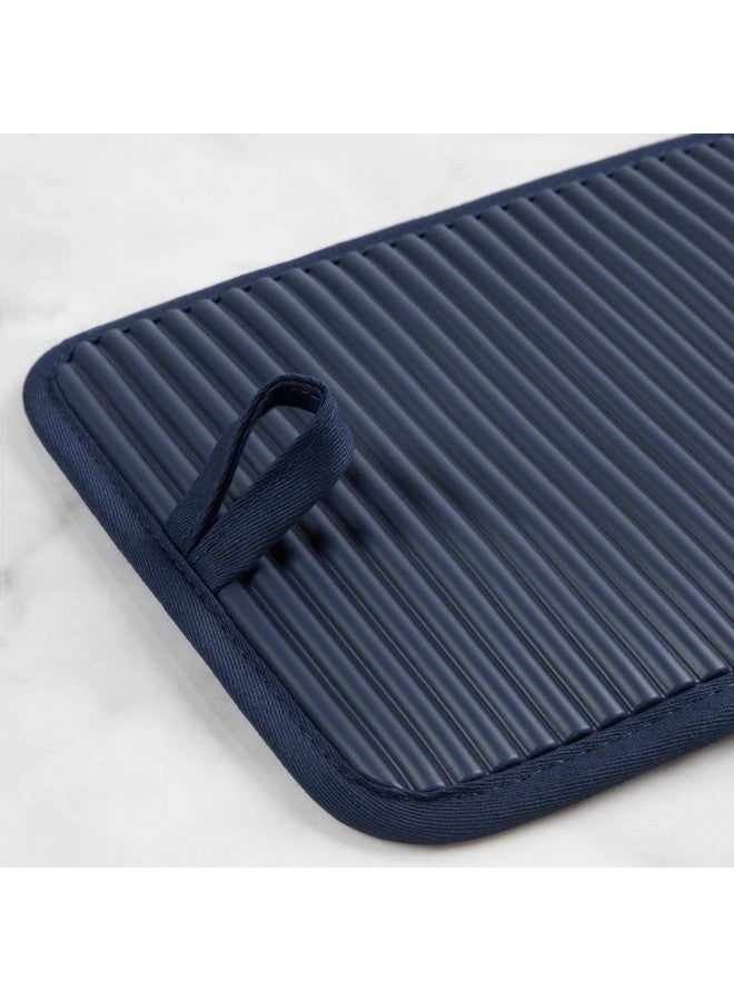 KitchenAid Ribbed Soft Silicone Pot Holder 2-Pack Set, Ink Blue, 7"x9" - Image 5