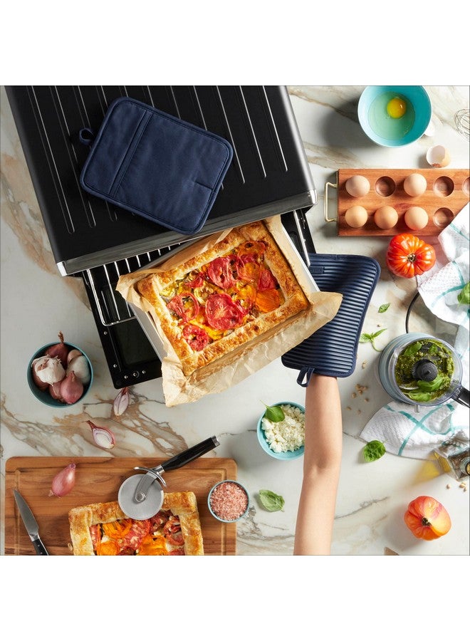 KitchenAid Ribbed Soft Silicone Pot Holder 2-Pack Set, Ink Blue, 7"x9" - Image 3