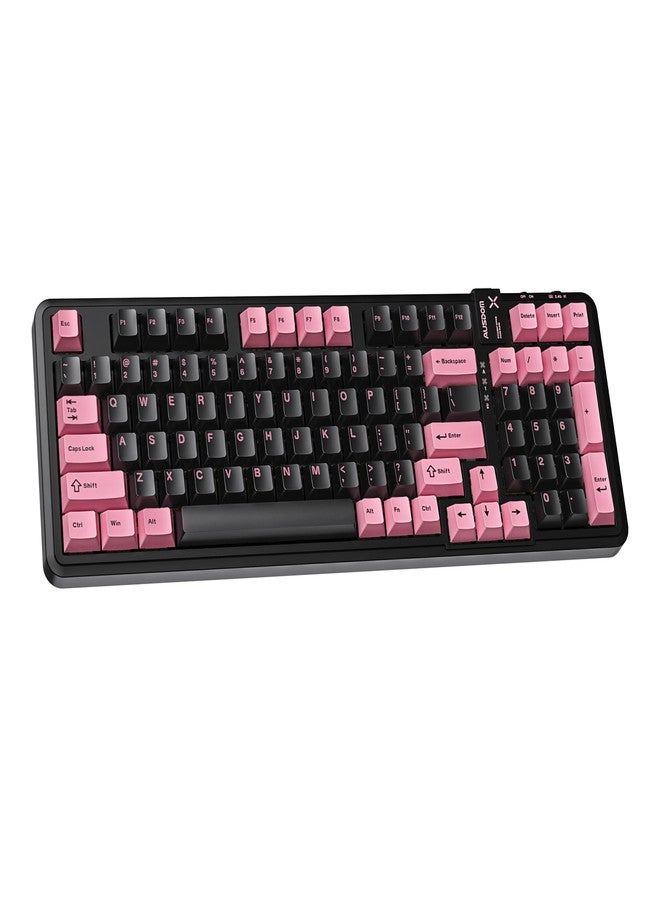 AUSDOM 98Pro Wireless Mechanical Keyboard, Tri-Mode BT/2.4GHz/USB-C Hot Swappable Custom Gaming Keyboard with Backlit, Gasket Structure, Linear Switches for Windows/Mac/PC (Black&Pink 97keys) - Image 1