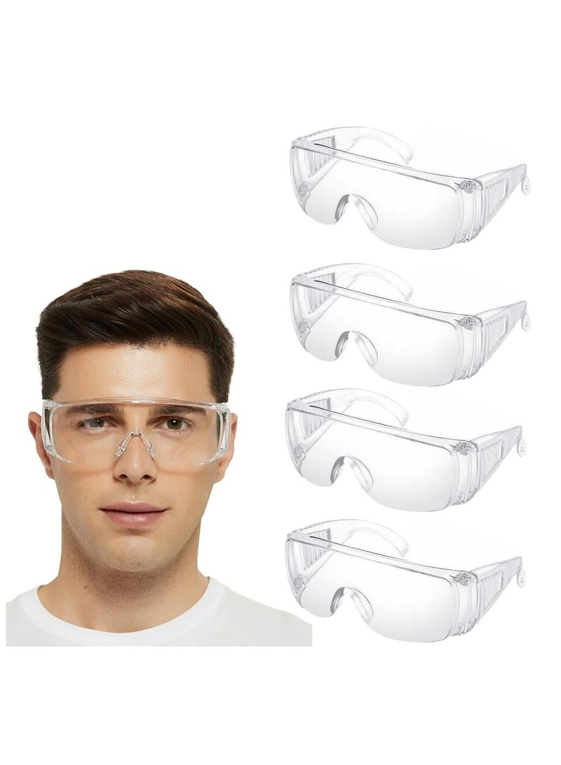 4 Pcs Clear Lens Safety Goggles for Men  Women, Over-Glasses Protection for Work, Lab, Gardening - Image 1