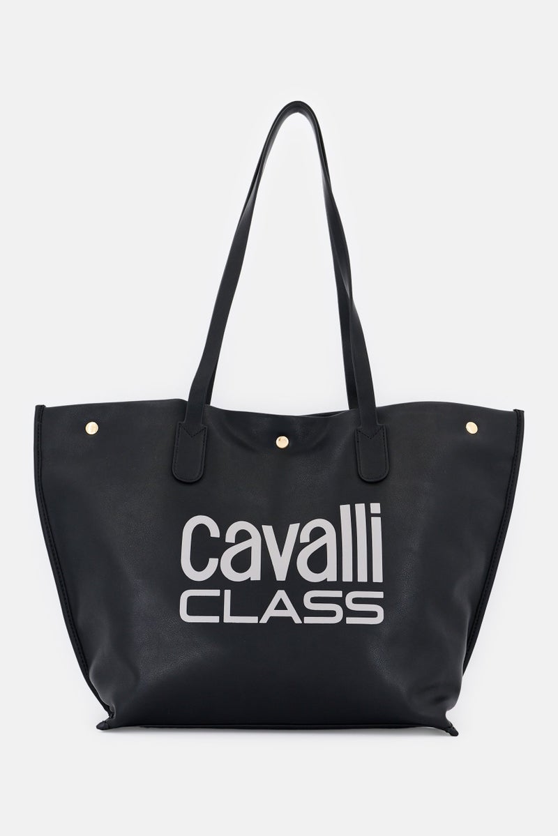 Cavalli Class Women Azzura Brand Logo Tote Bag, Black  - Image 1
