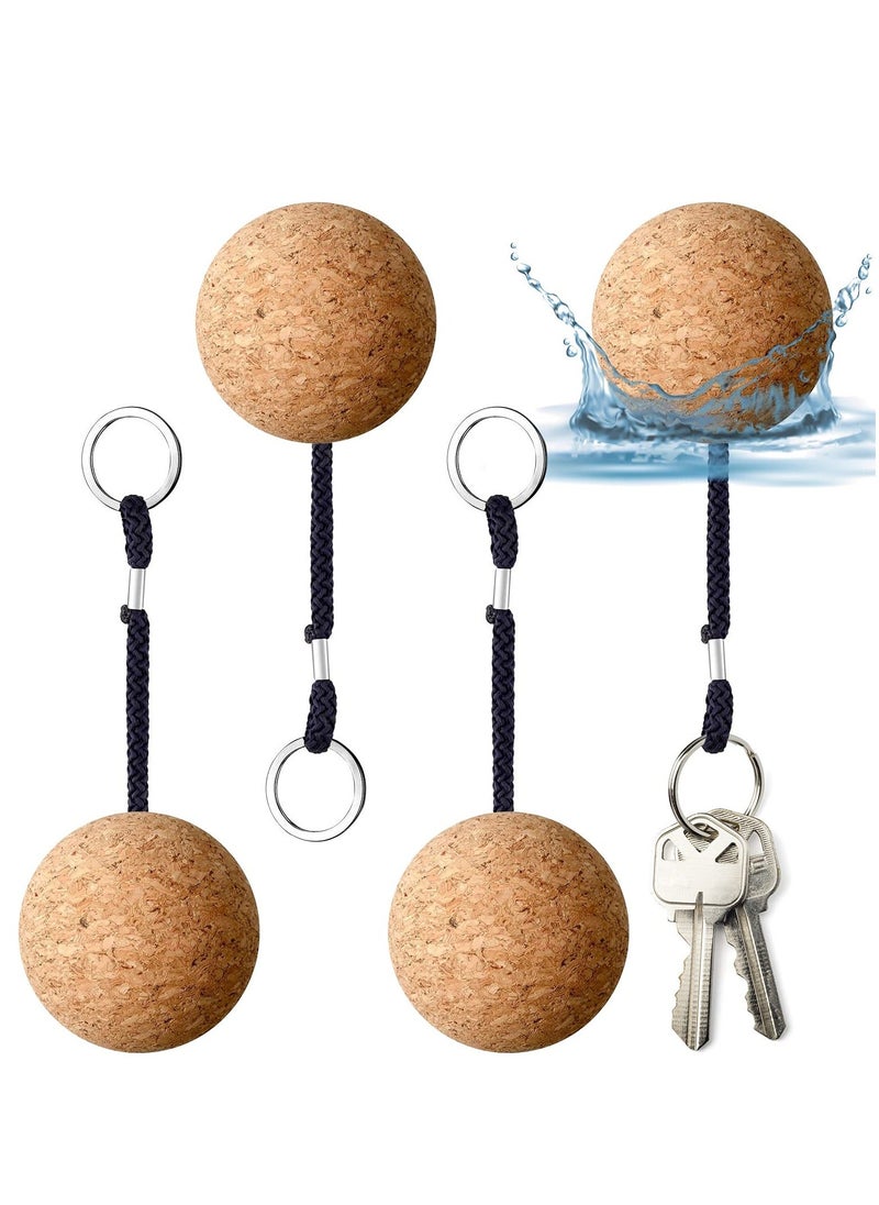 Y&D - Floating Cork Keyrings, 4 Pcs 53mm Floatable Wooden Ball Key Chain Water Buoyant Ring Lightweight Sports Accessories for Swimming Diving Fishing Canoeing Sailing Kayaking Marine Boat - Image 1