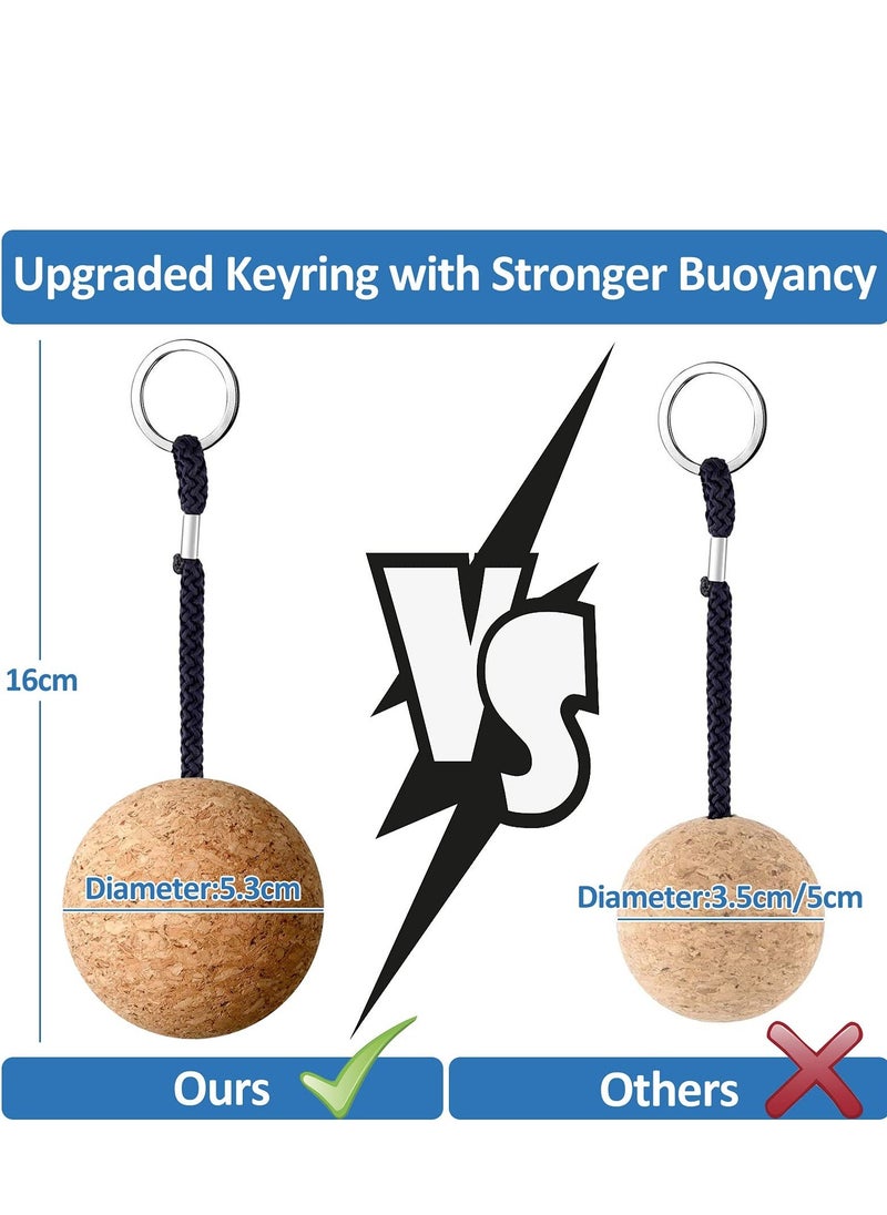 Y&D - Floating Cork Keyrings, 4 Pcs 53mm Floatable Wooden Ball Key Chain Water Buoyant Ring Lightweight Sports Accessories for Swimming Diving Fishing Canoeing Sailing Kayaking Marine Boat - Image 1