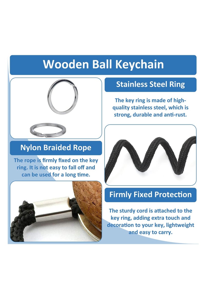 Y&D - Floating Cork Keyrings, 4 Pcs 53mm Floatable Wooden Ball Key Chain Water Buoyant Ring Lightweight Sports Accessories for Swimming Diving Fishing Canoeing Sailing Kayaking Marine Boat - Image 1
