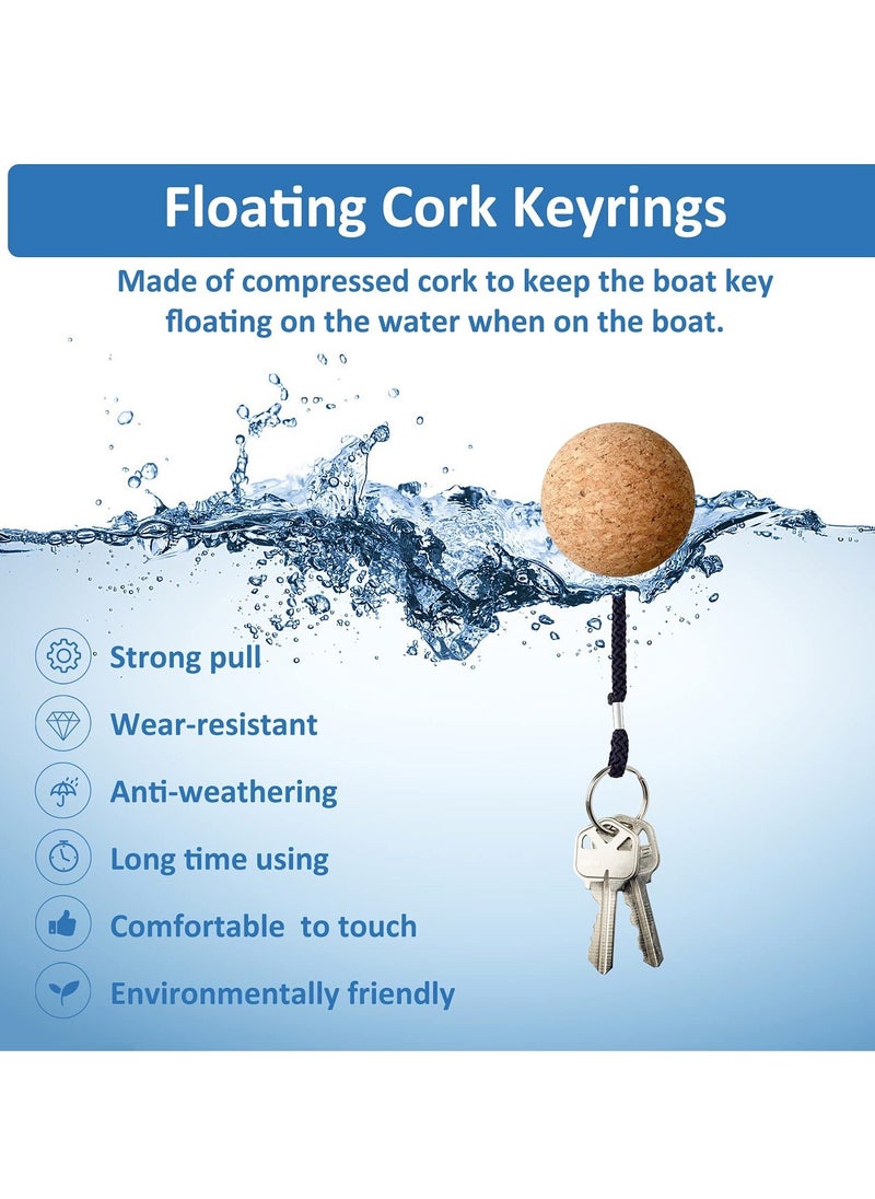 Y&D - Floating Cork Keyrings, 4 Pcs 53mm Floatable Wooden Ball Key Chain Water Buoyant Ring Lightweight Sports Accessories for Swimming Diving Fishing Canoeing Sailing Kayaking Marine Boat - Image 1