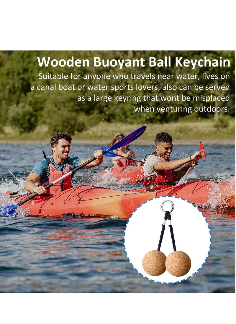 Y&D - Floating Cork Keyrings, 4 Pcs 53mm Floatable Wooden Ball Key Chain Water Buoyant Ring Lightweight Sports Accessories for Swimming Diving Fishing Canoeing Sailing Kayaking Marine Boat - Image 1