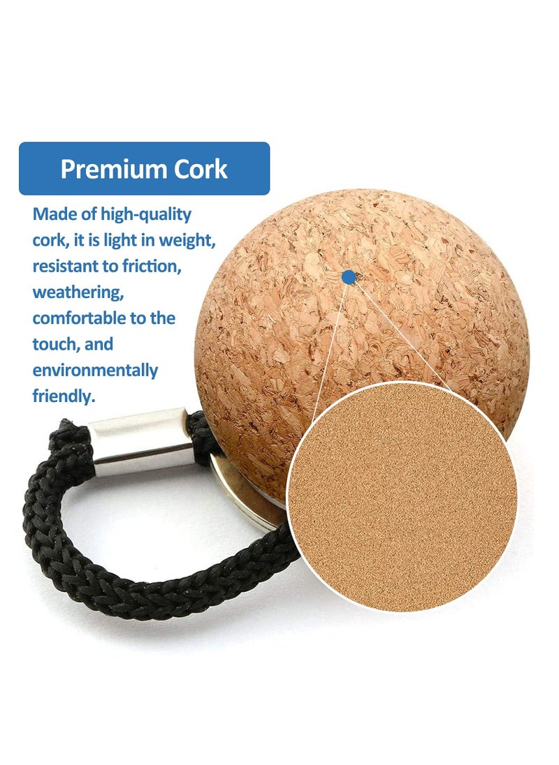 Y&D - Floating Cork Keyrings, 4 Pcs 53mm Floatable Wooden Ball Key Chain Water Buoyant Ring Lightweight Sports Accessories for Swimming Diving Fishing Canoeing Sailing Kayaking Marine Boat - Image 1