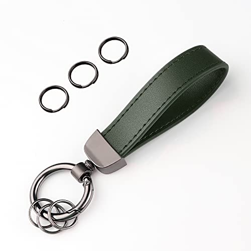 Turcee Leather Car Keychain, Creative Personality Leather Key Fob, Universal Key Fob Keychain for Men and Women (Green) - Image 1